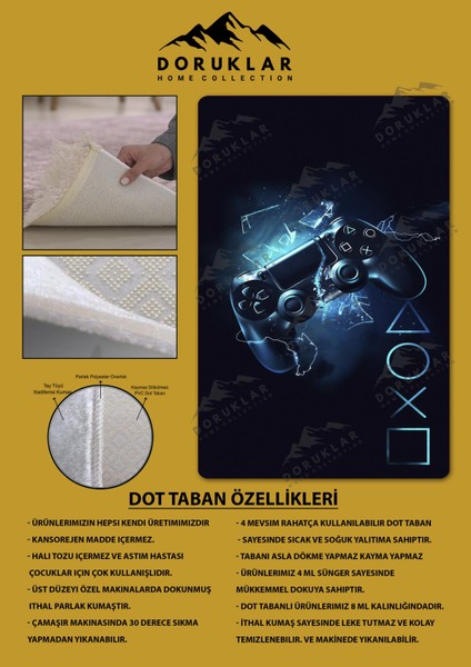 Kaymaz Taban Makinada Yıkanabilir Dijital Baskı Gamer Desenli Çocuk Odası Halısı fiyatları