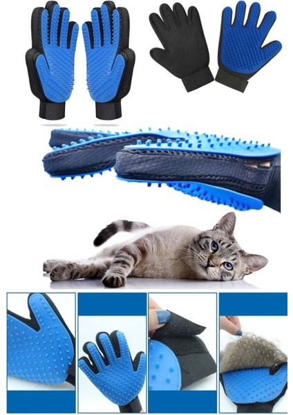 Mavi Kedi Köpek Tüy Toplama Masaj Ve Kma Eldiveni