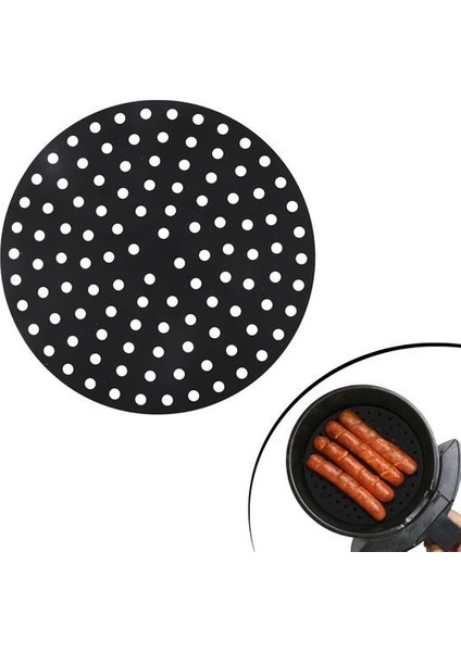 Renkli Isıya Dayanıklı Yıkanılabilir Silikon Fırın ve Airfryer Yuvarlak Pişirme Matı 23 cm