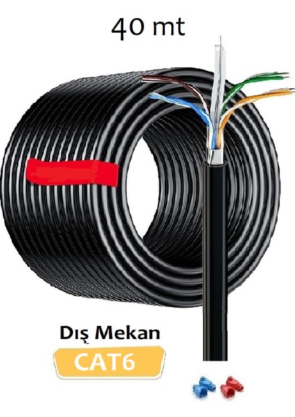 Dış Mekan Cat6 Internet Kablosu 2 Katlı Yüksek Hız 40 Metre