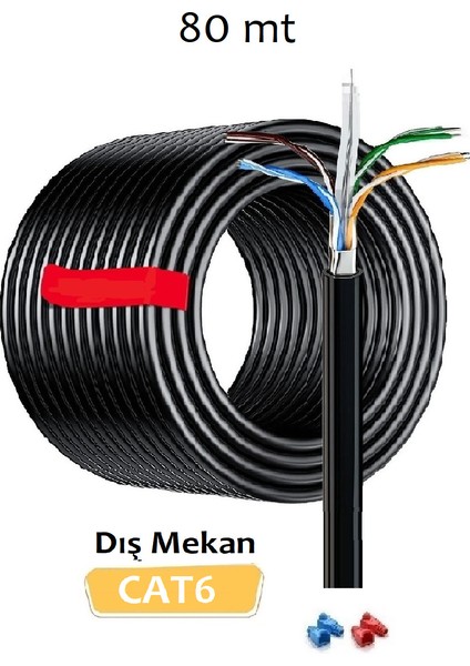 Dış Mekan Cat6 Internet Kablosu 80 Metre 2 Katlı Yüksek Hız Outdoor Ethernet Cable