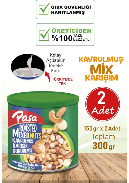 Kavrulmuş Karışık Kuruyemiş Teneke Kutu 150 gr x 2 Adet