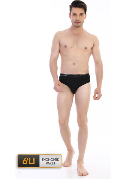 Erkek Ribana Klasik Siyah Slip 0870 6'lı Paket