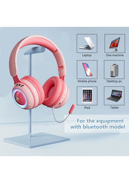 KE21 Kablosuz Bluetooth Kulaklık LED Işık Çocuk Stereo Müzik Kulaklığı, Çıkarılabilir Mikrofonlu (Ce Belgeli)-Yeşil (Yurt Dışından)