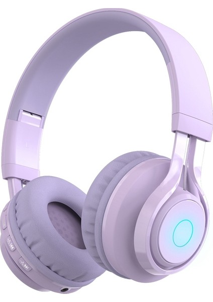 BT06C LED Işıklı Katlanır Kablosuz Kulaklık Bluetooth Kulaklık Müzik Listeleme/film Izleme Için Hi-Fi Stereo Ses Kulaklık-Mor (Yurt Dışından)