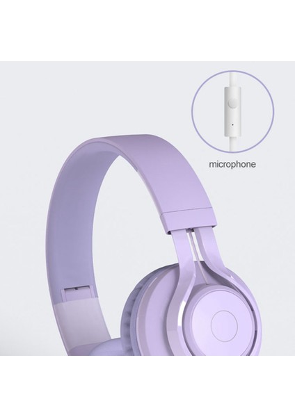 BT06C LED Işıklı Katlanır Kablosuz Kulaklık Bluetooth Kulaklık Müzik Listeleme/film Izleme Için Hi-Fi Stereo Ses Kulaklık-Mor (Yurt Dışından)