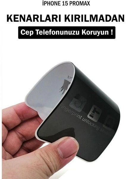Apple iPhone 15 Promax Ekran Koruyucu Seramik Hayalet Tam Kaplayan Darbe Emici Esd Anti Statik
