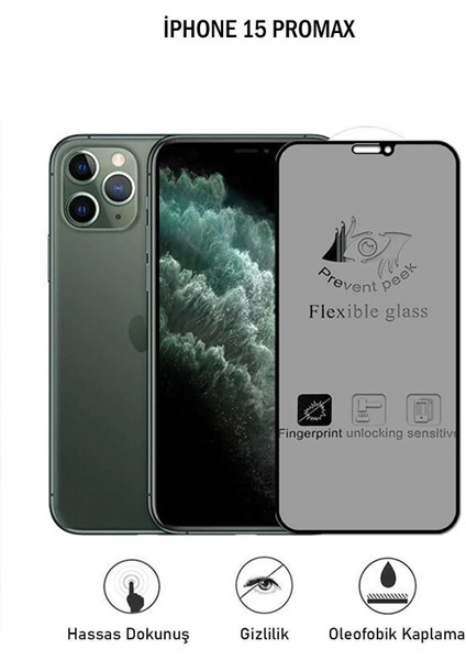 Apple iPhone 15 Promax Ekran Koruyucu Seramik Hayalet Tam Kaplayan Darbe Emici Esd Anti Statik