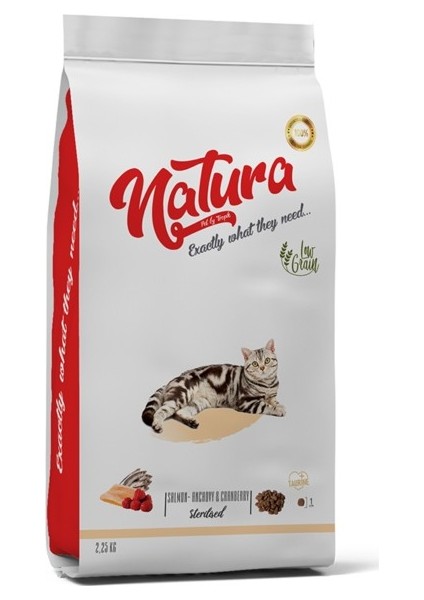 Low Grain Sterilised Düşük Tahıllı Somon Hamsi ve Böğürtlenli Kısırlaştırılmış Kedi Maması 2 Kg