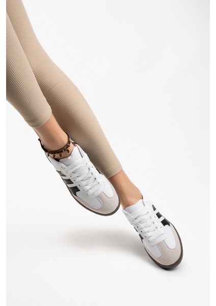 Kadın Günlük Beyaz Siyah Rahat Taban Sneaker fırsatları