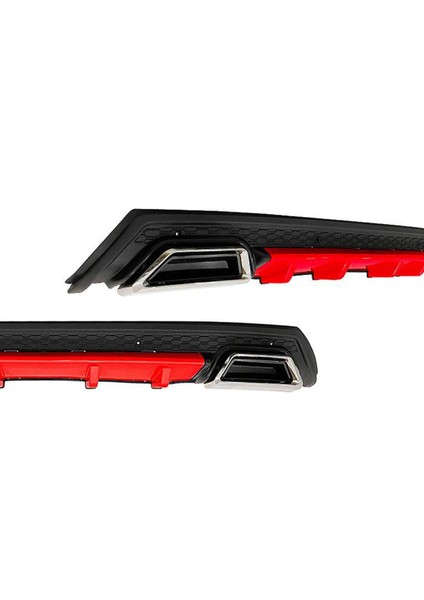 Subaru Impreza 2007-2011 Kırmızı Krom Kare Egzozlu Difüzör Mat Siyah