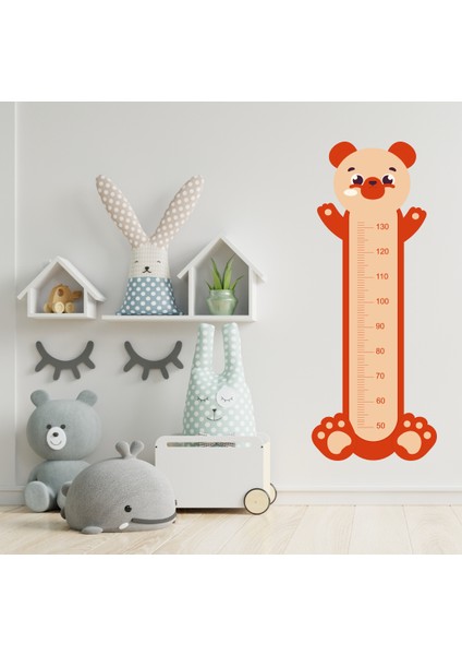 Sevimli Ayıcık Boy Ölçme Cetveli Çocuk Odası Duvar Sticker