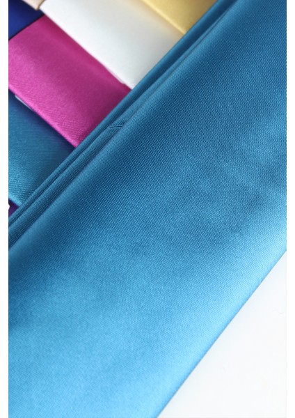 Erkek Bondi Mavi Düz Slim Fit Dar Kesim Mendilli Kravat modelleri