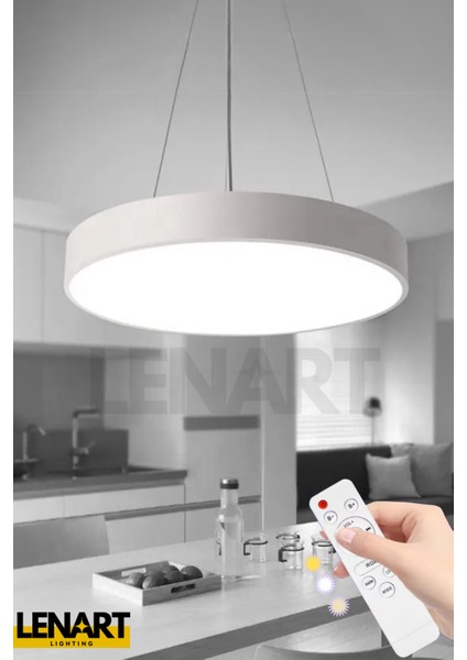 Modern Yüksek Aydınlatmalı Sarkıt LED Avize, Kumandalı Avize, 3 Renk Aydınlatmalı,ofis,salon Avizesi