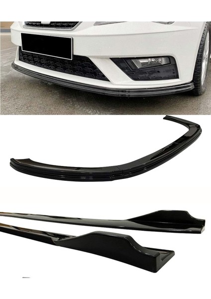 Seat Leon 2005-2012 Leon Tip 3 Prç Ön ve Gri Şeritli Yan Marşpiyel Set