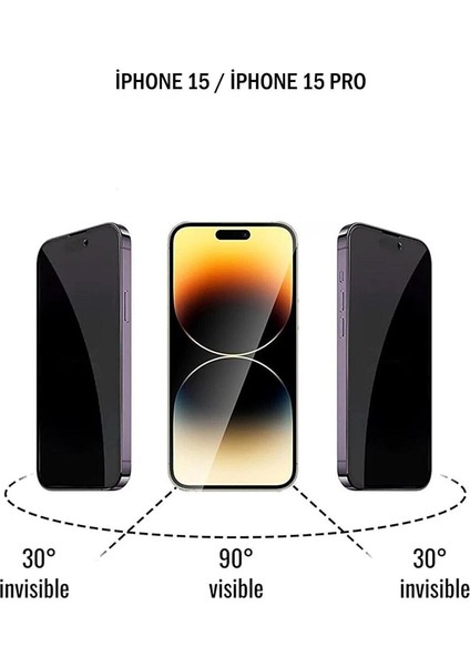Apple iPhone 15 / 15 Pro Ekran Koruyucu Hayalet Tam Kaplayan Darbe Emici Esd Anti Statik