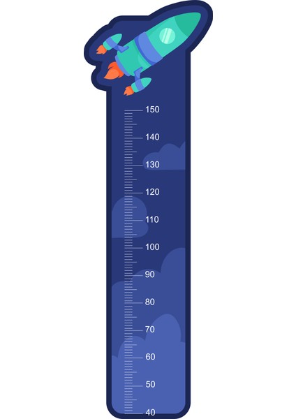Uzay Mekiği Boy Ölçme Cetveli Çocuk Odası Duvar Sticker
