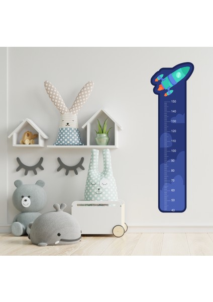Uzay Mekiği Boy Ölçme Cetveli Çocuk Odası Duvar Sticker modelleri