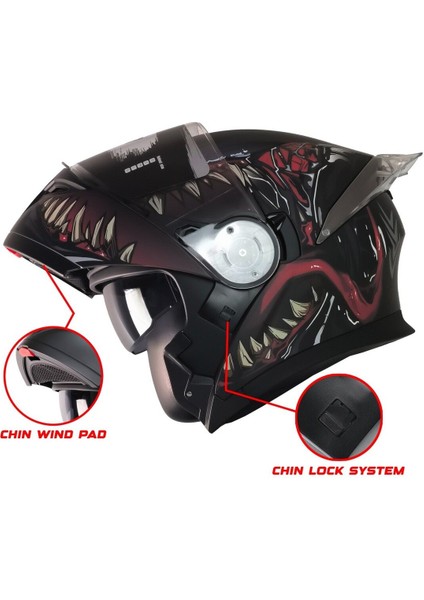 Motosiklet Çene Açılır Kask Ece 22.06 Sertifikalı Güneş Vizörlü Yeni Sezon Kurye Motor Kaskı Swamp