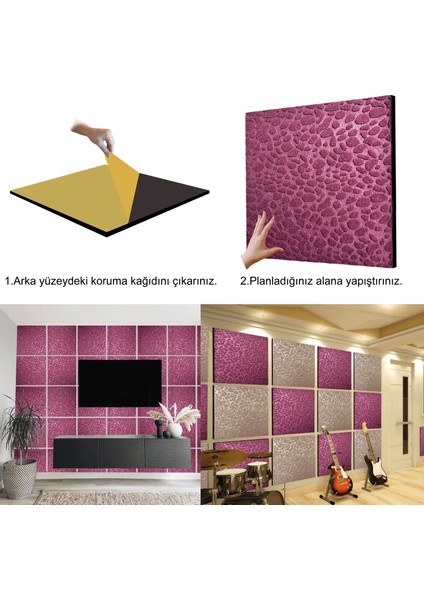 Bordo Embos Keçe Ses ve Isı Yalıtım Paneli 40 x 40 cm