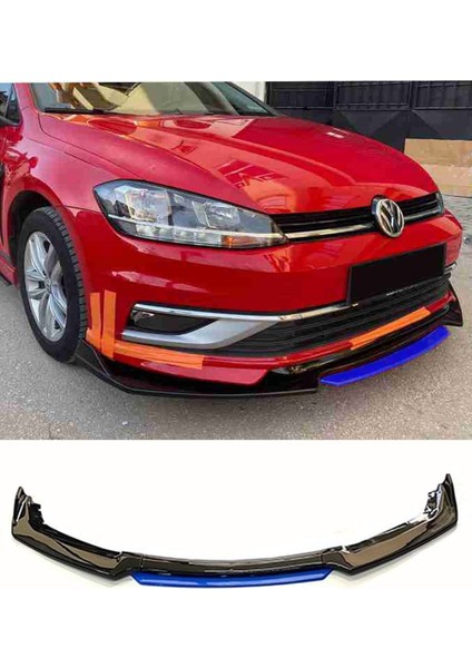 Vw Jetta 2005-2010 Mavi Şeritli Ön Ek Ön Lip Piona Black 4 Prç