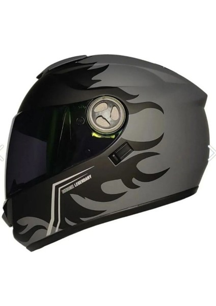 Motosiklet Kaskı Ce Onaylı Full Face Abs Materıal Güneş Vizörlü Kask Fr 913 Sılver