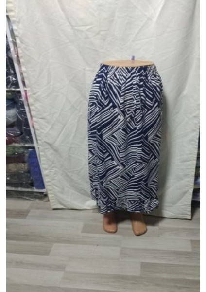 Büyük Beden Etek 1 Bej Lacivert Iki Parça Etek Ucunda Fırfırlı Lastikli Kaliteli Kullanışlı modelleri