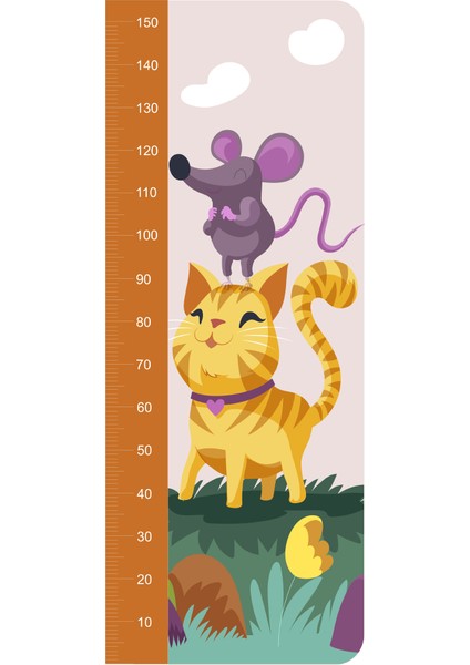 Sevimli Dostlar Boy Ölçme Cetveli Çocuk Odası Duvar Sticker
