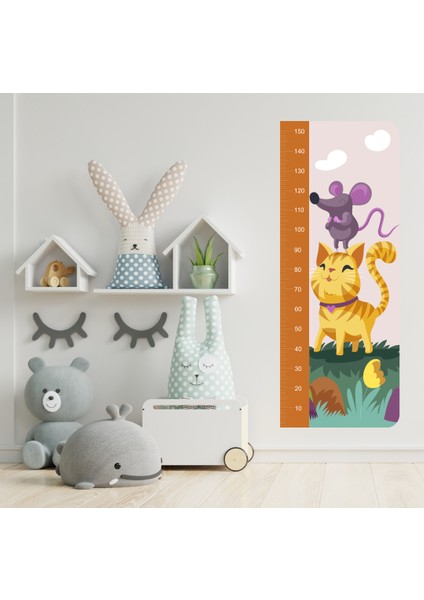 Sevimli Dostlar Boy Ölçme Cetveli Çocuk Odası Duvar Sticker modelleri