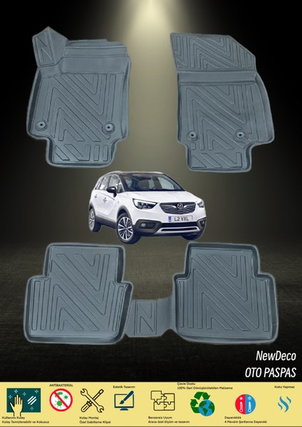 NewDeco Opel Crosslandx 2017-2020 Için 5,5d Carbon Style Havuzlu Paspas - Tpe Malzeme