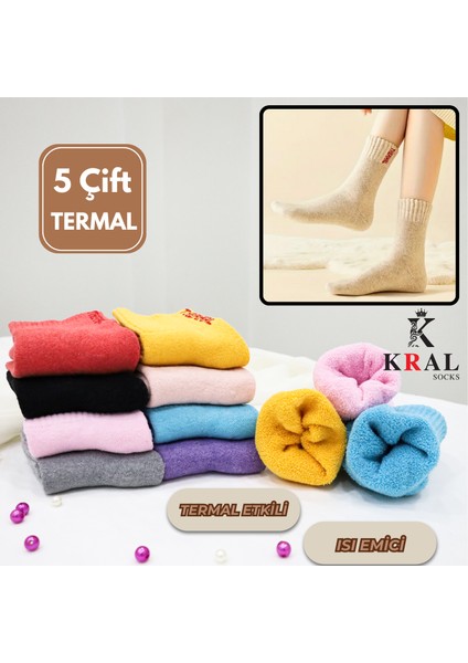 5 Çift Termal Kadın Havlu Kışlık Çorap (Isı Emici)