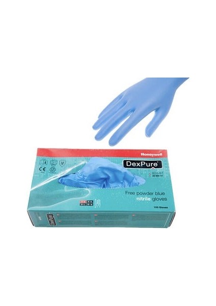 0,1 mm Muayene - Mavi Nitril Eldiven Honeywell Dexpure 800-81 100LÜ Paket Medium Beden