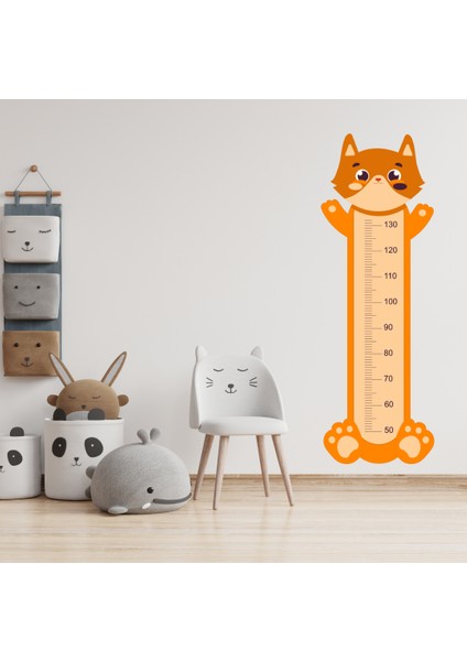 Sevimli Kedi Boy Ölçme Cetveli Çocuk Odası Duvar Sticker