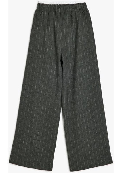 Kız Çocuk Beli Lastikli Çizgili Bol Paça Pantolon fiyatları
