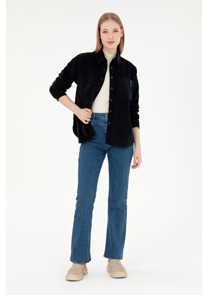 Kadın Siyah Gömlek Desenli 50290001-VR046 fırsatları