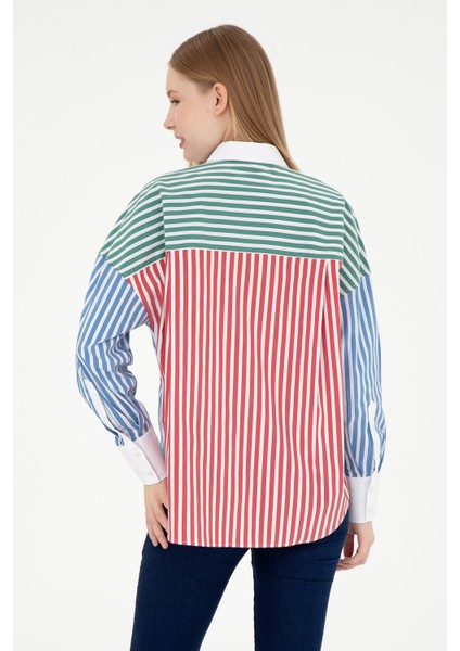 Kadın Koyu Mavi Gömlek Desenli 50291073-VR032 indirimleri