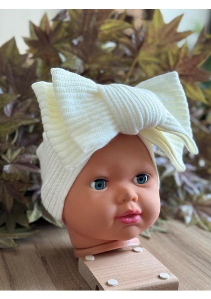 Kız Bebek Fitilli Fiyonk Triko Saç Bandı 0-24 Ay