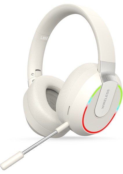 L850 Kulak Üstü Kablosuz Bluetooth 5.1 Kulaklık Rgb Işıklı E-Spor Oyun Kulaklığı Desteği Tf Kart-Beyaz (Yurt Dışından)