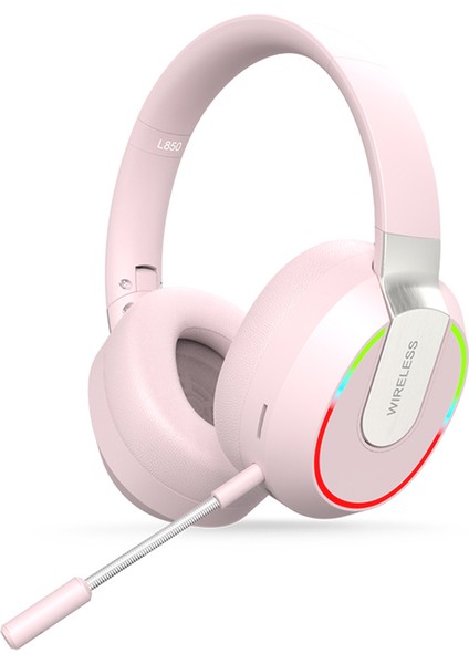 L850 Kulak Üstü Kablosuz Bluetooth 5.1 Kulaklık Rgb Işık E-Spor Oyun Kulaklığı Desteği Tf Kart-Pembe (Yurt Dışından)