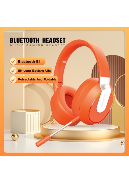 L850 Kulak Üstü Kablosuz Bluetooth 5.1 Kulaklık Rgb Işık E-Spor Oyun Kulaklığı Desteği Tf Kart-Pembe (Yurt Dışından)
