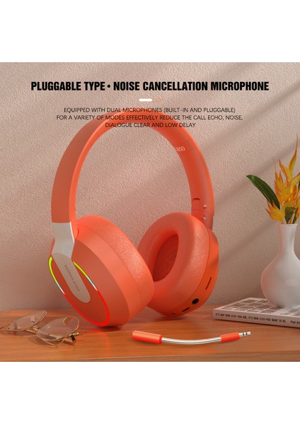 L850 Kulak Üstü Kablosuz Bluetooth 5.1 Kulaklık Rgb Işık E-Spor Oyun Kulaklığı Desteği Tf Kart-Pembe (Yurt Dışından)
