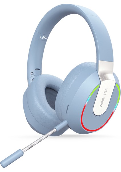 L850 Kulak Üstü Kablosuz Bluetooth 5.1 Kulaklık Rgb Işık E-Spor Oyun Kulaklığı Desteği Tf Kart-Mavi (Yurt Dışından)