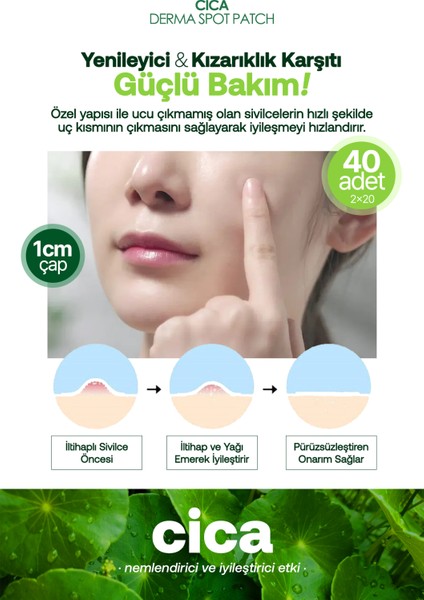 Cica Içeren Akne Bandı 40 Adet Lebelage Cica Derma Spot Patch 40 Pcs