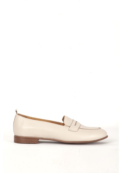Br 04037 Gerçek Deri Kadın Loafer Bej
