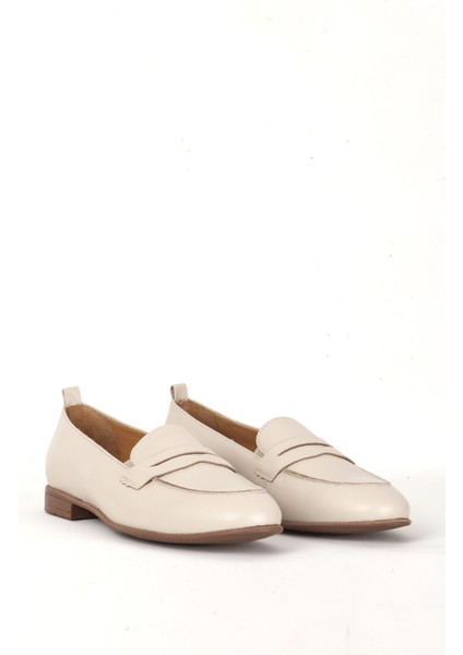Br 04037 Gerçek Deri Kadın Loafer Bej