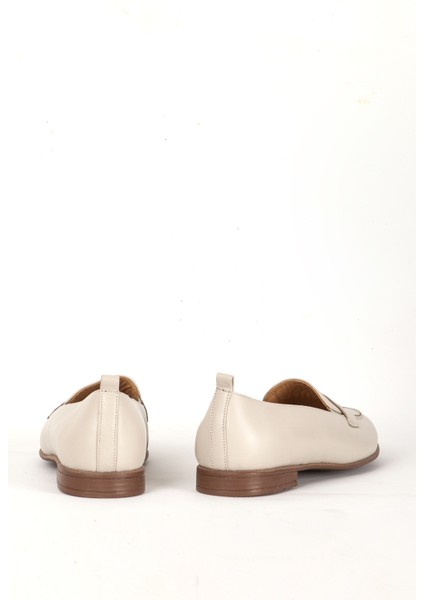 Br 04037 Gerçek Deri Kadın Loafer Bej