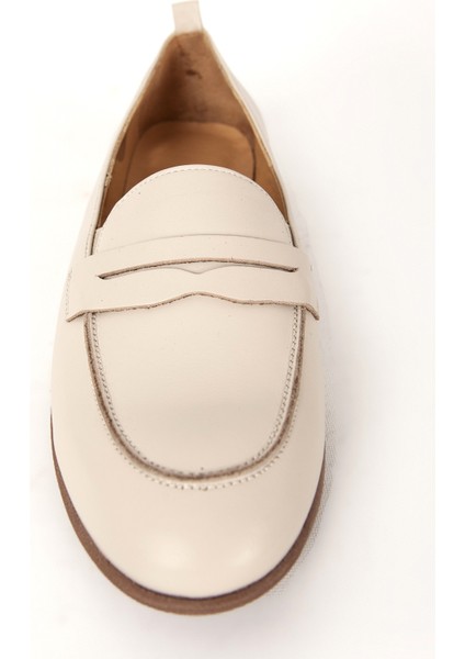 Br 04037 Gerçek Deri Kadın Loafer Bej