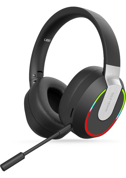 L850 Kulak Üstü Kablosuz Bluetooth 5.1 Kulaklık Rgb Işık E-Spor Oyun Kulaklığı Desteği Tf Kart-Siyah (Yurt Dışından)