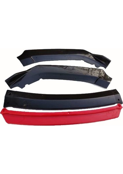 Vw Jetta 2005-2010 Kırmızı Şeritli Ön Ek Ön Lip Piona Black 4 Prç