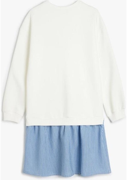 Kız Çocuk Baskı Detaylı Uzun Kolu Bisiklet Yaka Sweat Elbise fiyatları